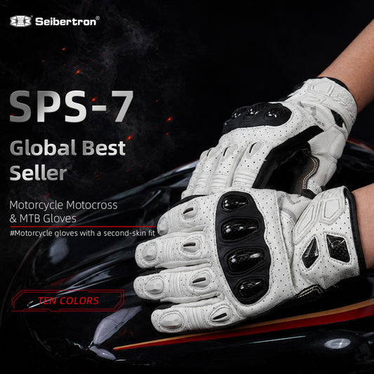Seibertron SPS-7 Superior Protection Series Motorcycle Riding Gloves - Breathable Touchscreen Carbon Fiber Protection