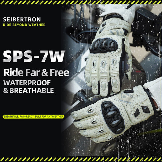 Seibertron SPS-7W Wasserabweisende Leder-Carbonfaser-Touchscreen-Motorradhandschuhe