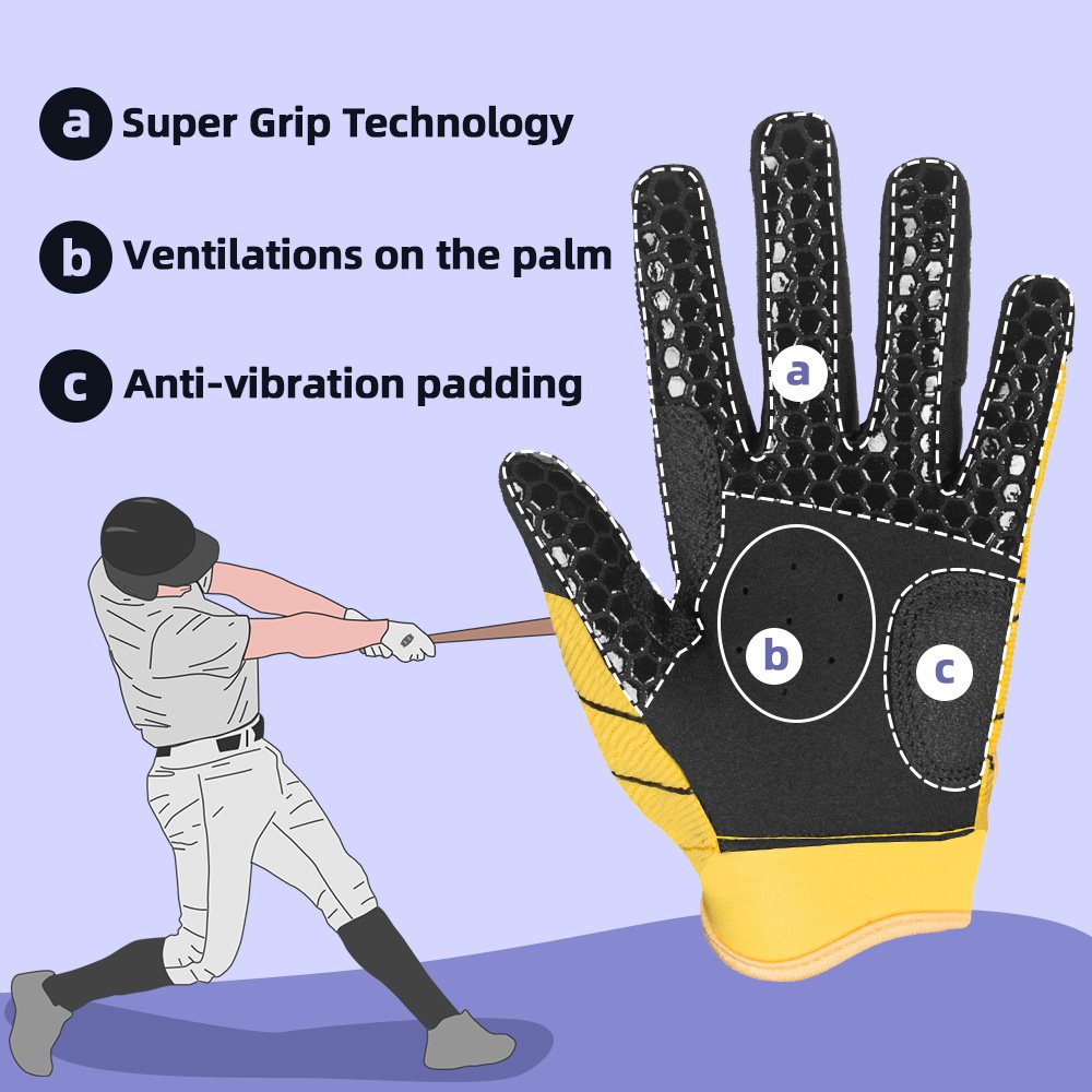 color:Yellow | Seibertron B-A-R PRO 2.0 baseball and softball batting gloves image 17