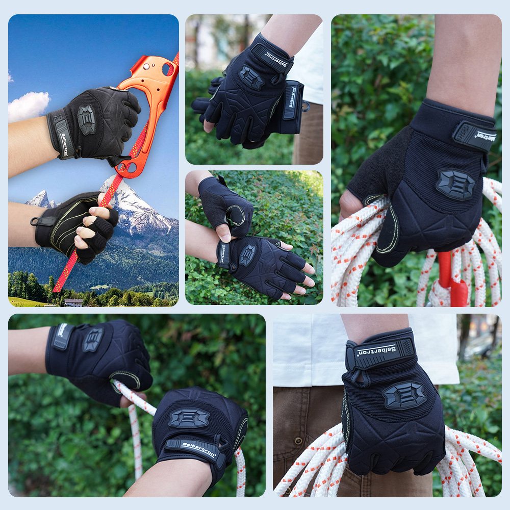 Farbe:alle | Seibertron 3/4 Finger Kletter- und Segelhandschuhe, Dreiviertelfinger mit gepolsterter Handfläche, Kletterseil-Handschuhe, Bild 05