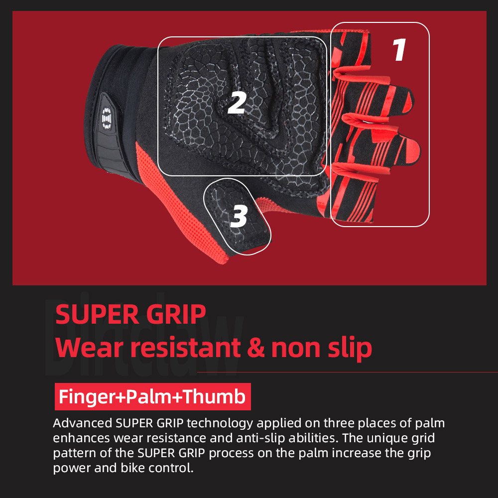 color:Red | Seibertron Dirtclaw fingerless motocross and off-road riding gloves image 15