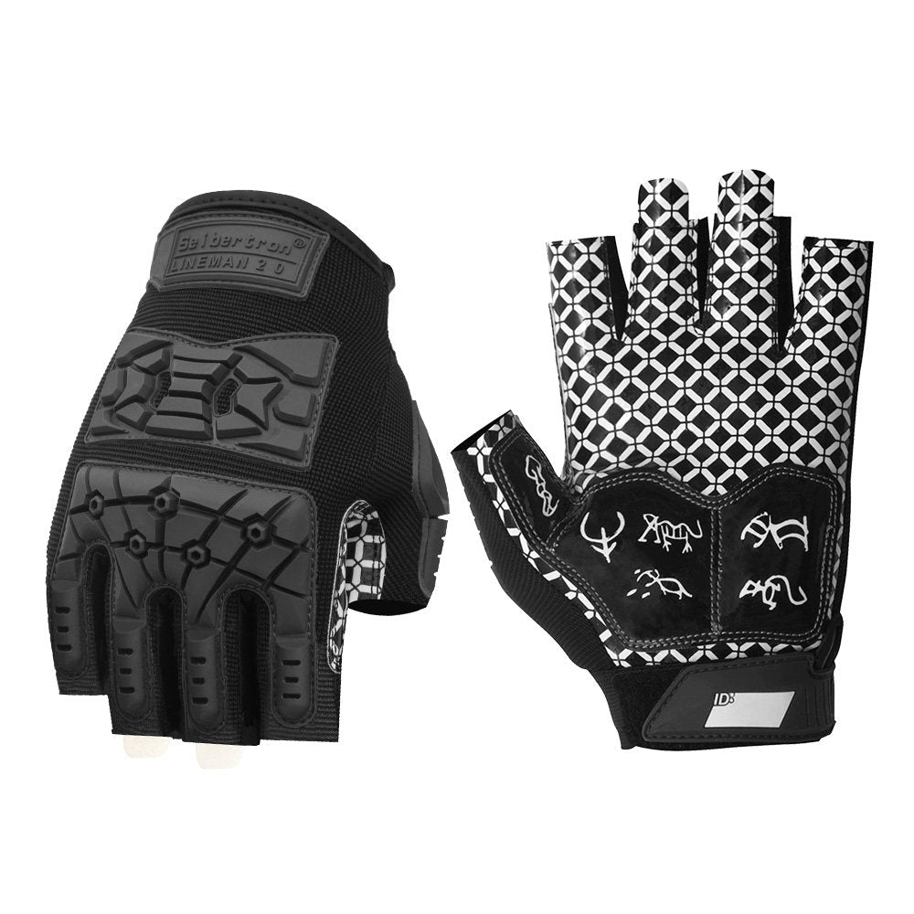 Farbe: Schwarz | Seibertron Lineman 2.0 Football-Lineman-Handschuhe mit halber Fingerlänge Bild 01