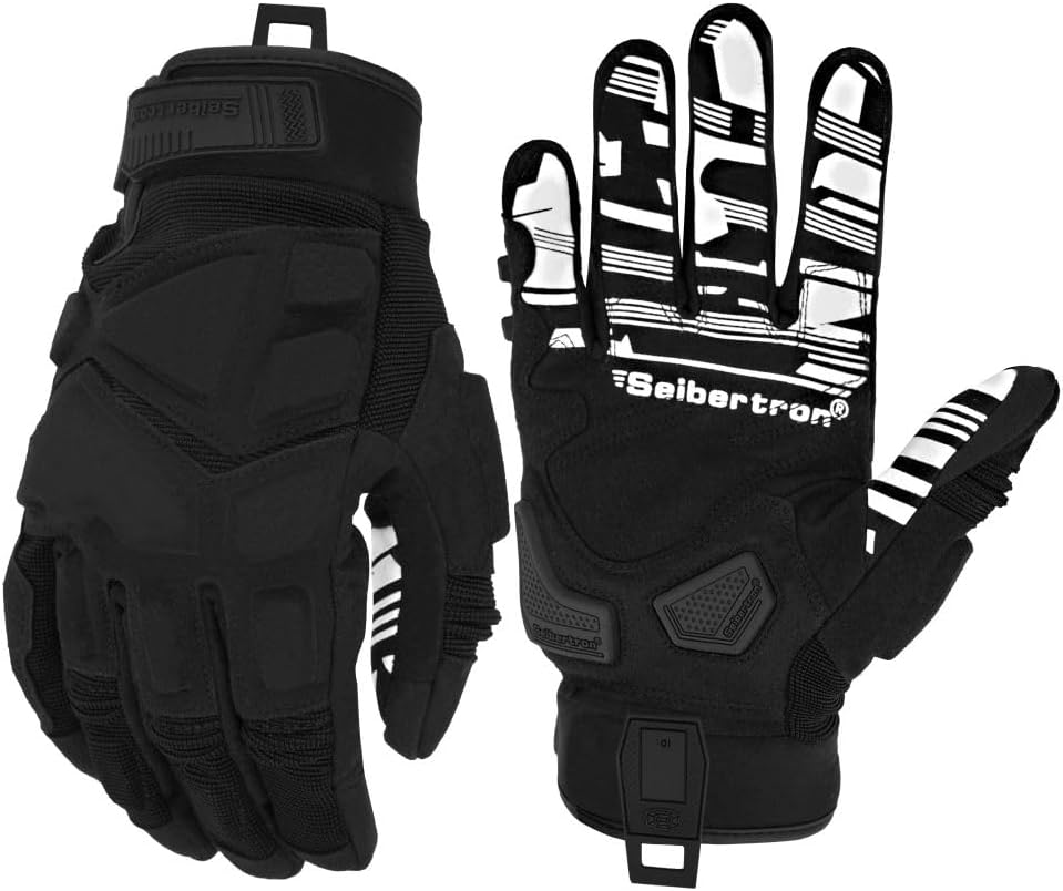 Farbe:Schwarz | Charge:sps1-whitebg-20260716 | Rolle:weißer-Hintergrund-Hauptbild | Seibertron SPS-1 Motorradhandschuhe schwarz weißer Hintergrund Hauptbild