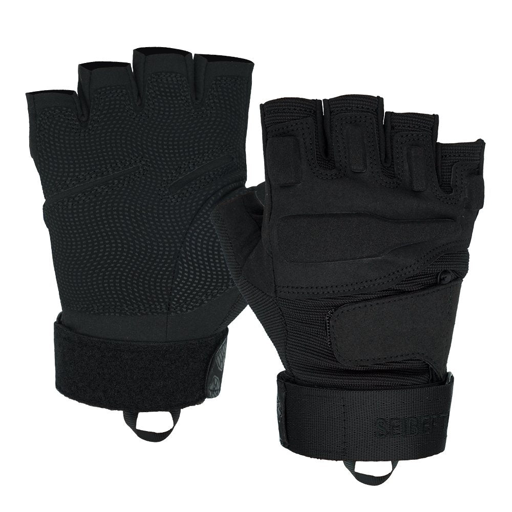 color:Black | Seibertron S.O.L.A.G Half Finger half finger tactical gloves image 01