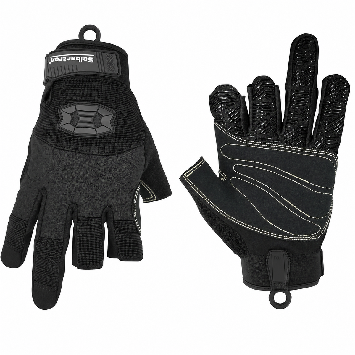 Seibertron Halbfinger-Handschuhe mit gepolsterter Handfläche, leicht und atmungsaktiv, für Kletterer, Felsklettern, Rettung, Abenteuer, Segeln, Kajakfahren, Outdoor-Sport, Drei-Finger