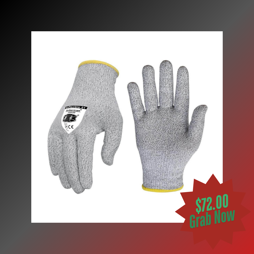 12 Paare Seibertron S-Flexible 01 Schnittschutzhandschuhe, lebensmittelecht, Schutzstufe 5, Sicherheits-Küchen- und Mechaniker-Arbeitshandschuhe - Seibertron