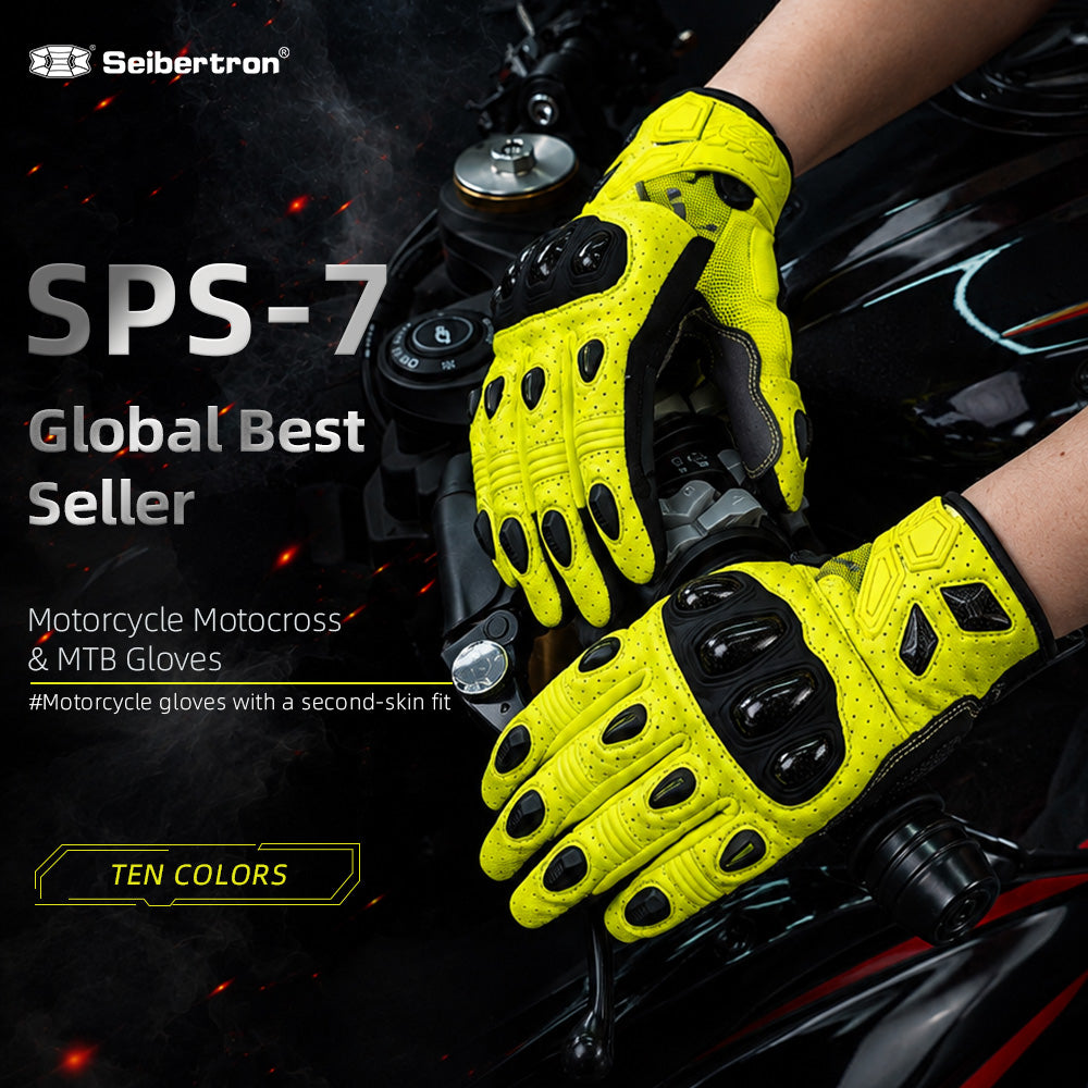 Seibertron SPS-7 Superior Protection Series Motorrad-Fahrhandschuhe - Atmungsaktiver Touchscreen-Carbonfaserschutz