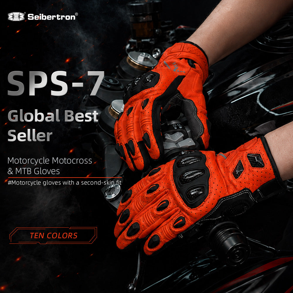 Seibertron SPS-7 Superior Protection Series Motorrad-Fahrhandschuhe - Atmungsaktiver Touchscreen-Carbonfaserschutz