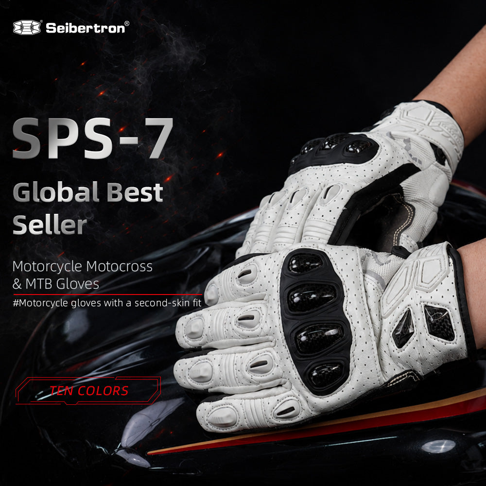 Seibertron SPS-7 Superior Protection Series Motorrad-Fahrhandschuhe - Atmungsaktiver Touchscreen-Carbonfaserschutz