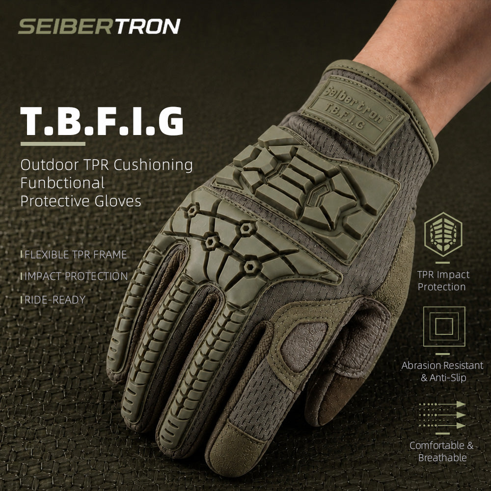 Seibertron T.B.F.I.G Taktische Outdoor-Handschuhe, atmungsaktiver flexibler Gummi-Aufprallschutz, Touchscreen, CE-zertifizierte Taktikhandschuhe