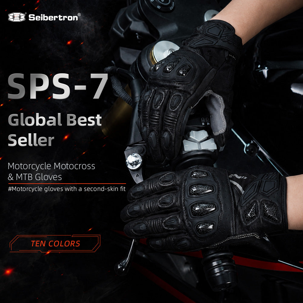 Seibertron SPS-7 Superior Protection Series Motorrad-Fahrhandschuhe - Atmungsaktiver Touchscreen-Carbonfaserschutz