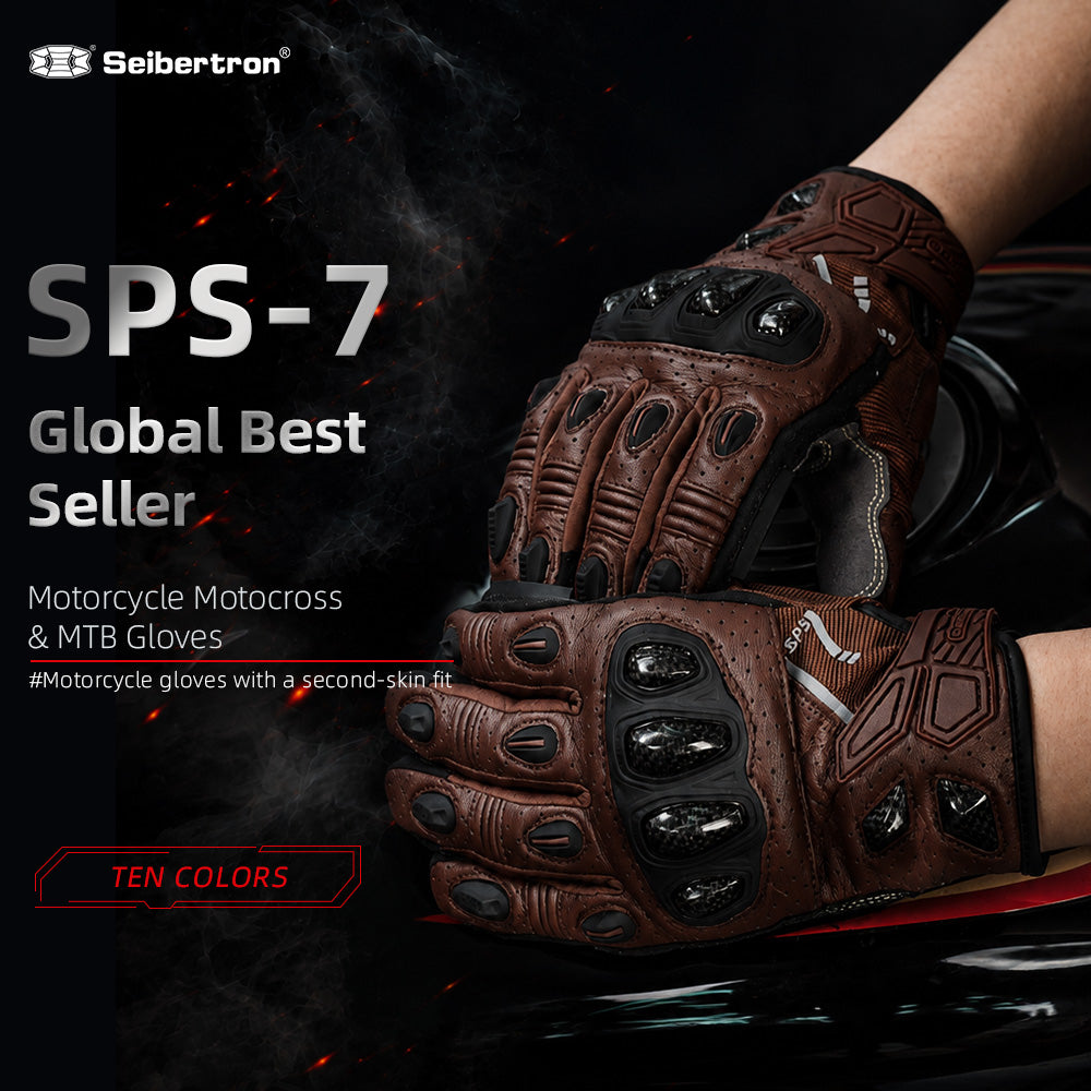 Seibertron SPS-7 Superior Protection Series Motorrad-Fahrhandschuhe - Atmungsaktiver Touchscreen-Carbonfaserschutz