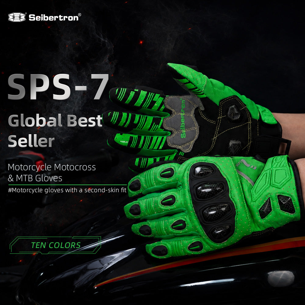Seibertron SPS-7 Superior Protection Series Motorrad-Fahrhandschuhe - Atmungsaktiver Touchscreen-Carbonfaserschutz