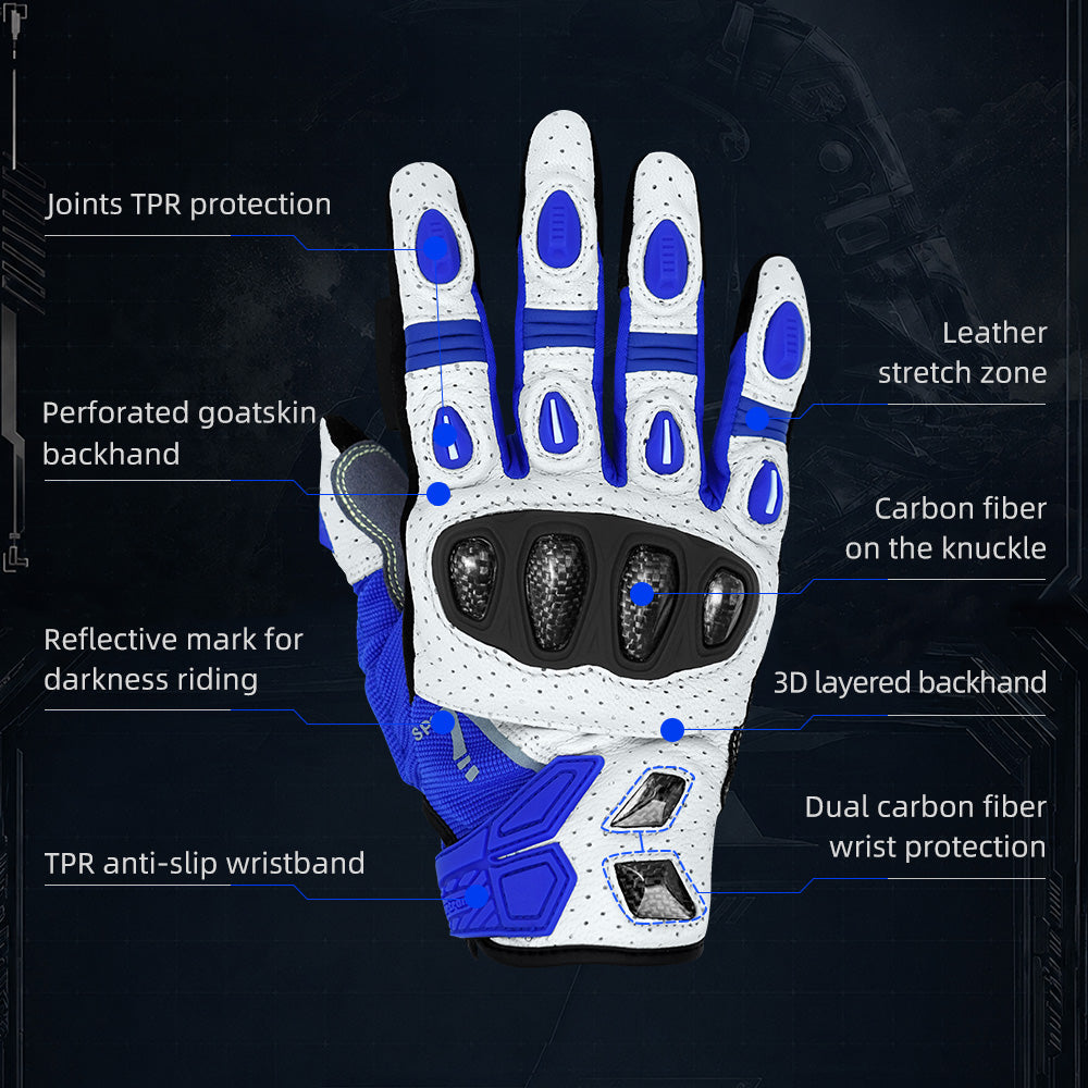 Seibertron SPS-7 Superior Protection Series Motorrad-Fahrhandschuhe - Atmungsaktiver Touchscreen-Carbonfaserschutz