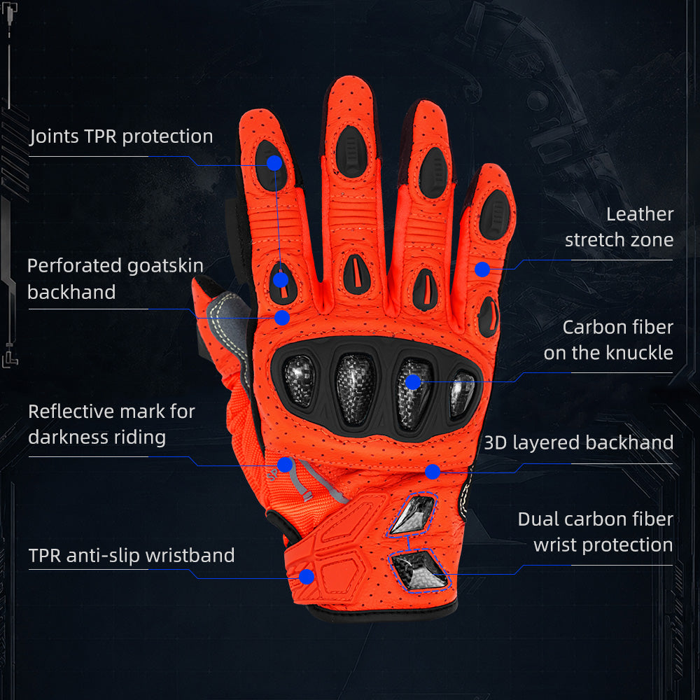Seibertron SPS-7 Superior Protection Series Motorrad-Fahrhandschuhe - Atmungsaktiver Touchscreen-Carbonfaserschutz