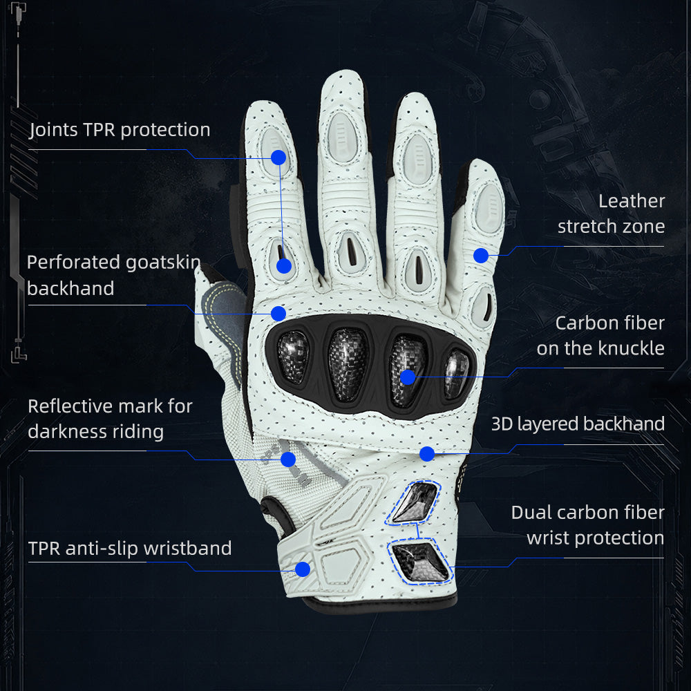 Seibertron SPS-7 Superior Protection Series Motorrad-Fahrhandschuhe - Atmungsaktiver Touchscreen-Carbonfaserschutz