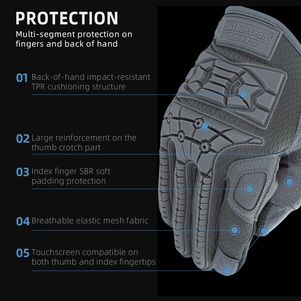 Seibertron T.B.F.I.G Taktische Outdoor-Handschuhe, atmungsaktiver flexibler Gummi-Aufprallschutz, Touchscreen, CE-zertifizierte Taktikhandschuhe