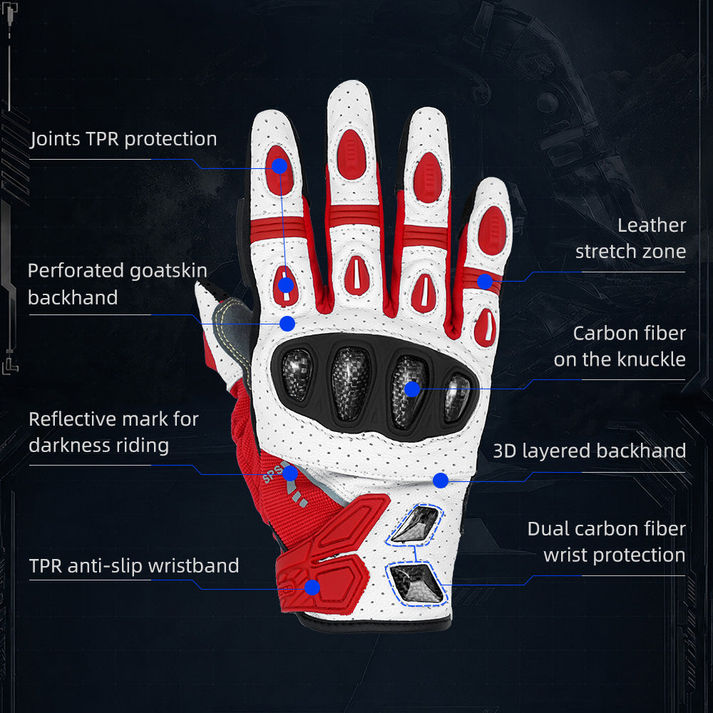 Seibertron SPS-7 Superior Protection Series Motorrad-Fahrhandschuhe - Atmungsaktiver Touchscreen-Carbonfaserschutz