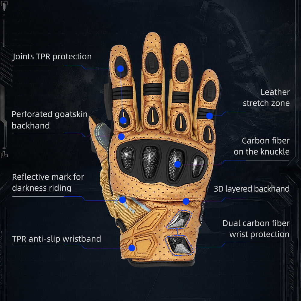 Seibertron SPS-7 Superior Protection Series Motorrad-Fahrhandschuhe - Atmungsaktiver Touchscreen-Carbonfaserschutz