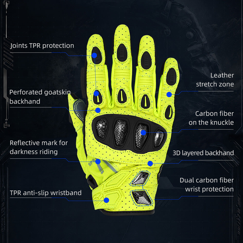 Seibertron SPS-7 Superior Protection Series Motorrad-Fahrhandschuhe - Atmungsaktiver Touchscreen-Carbonfaserschutz