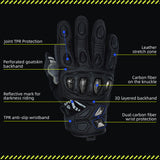 Seibertron SPS-7W Wasserabweisende Leder-Carbonfaser-Touchscreen-Motorradhandschuhe