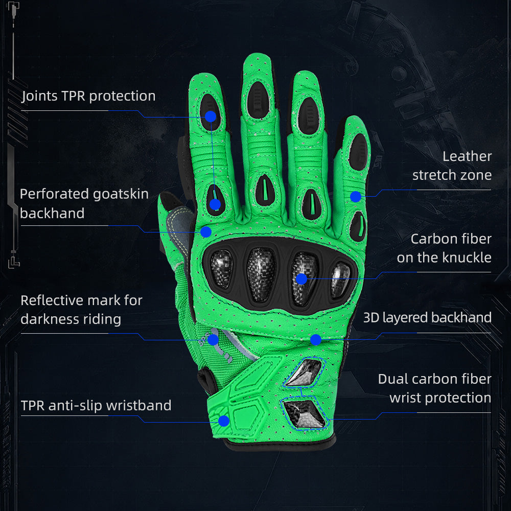 Seibertron SPS-7 Superior Protection Series Motorrad-Fahrhandschuhe - Atmungsaktiver Touchscreen-Carbonfaserschutz