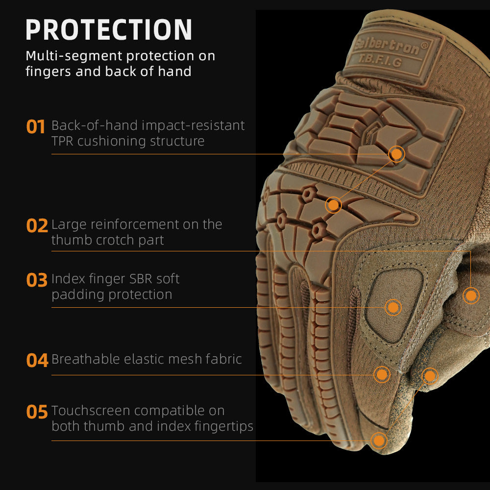Seibertron T.B.F.I.G Taktische Outdoor-Handschuhe, atmungsaktiver flexibler Gummi-Aufprallschutz, Touchscreen, CE-zertifizierte Taktikhandschuhe