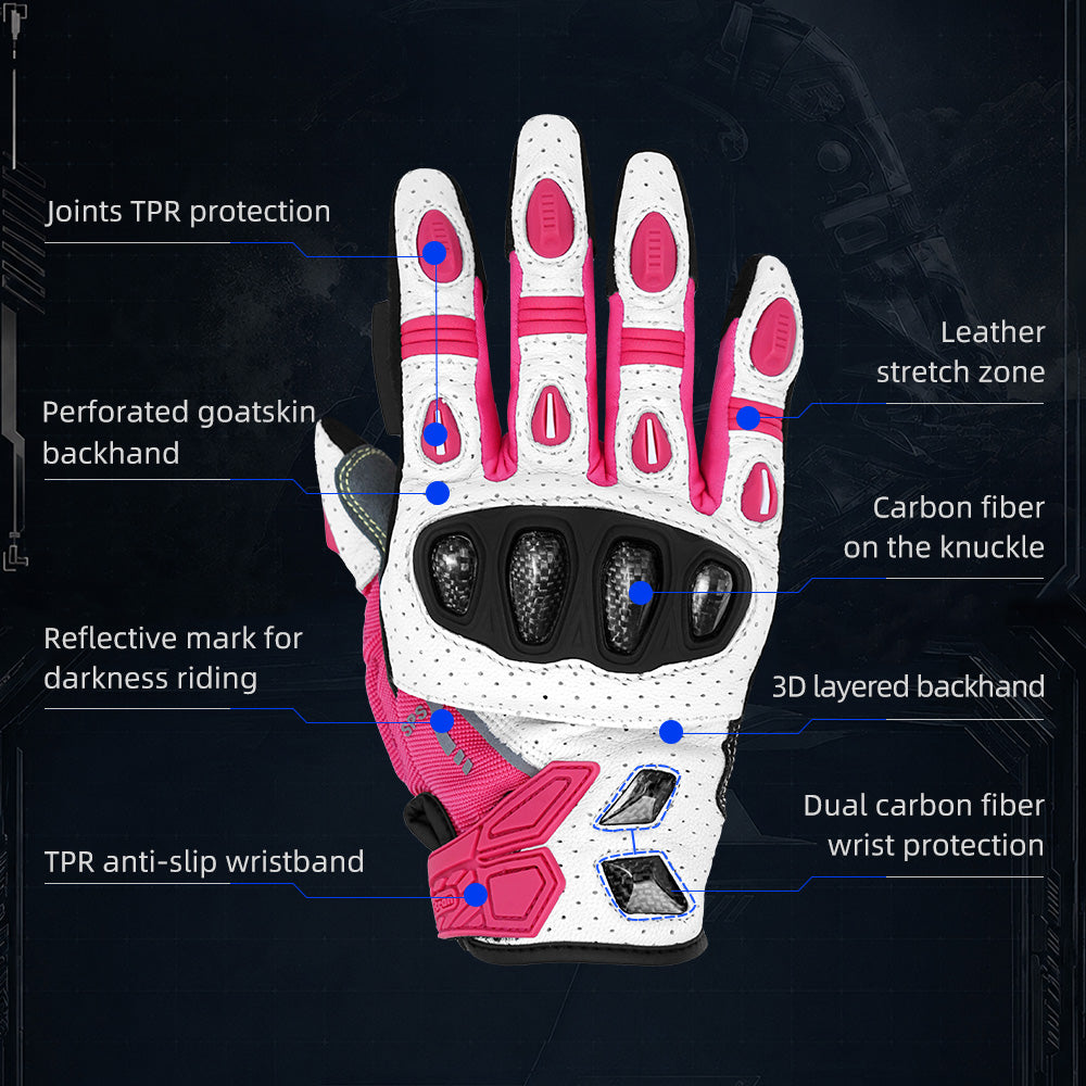 Seibertron SPS-7 Superior Protection Series Motorrad-Fahrhandschuhe - Atmungsaktiver Touchscreen-Carbonfaserschutz