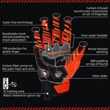 Seibertron SPS-7W Wasserabweisende Leder-Carbonfaser-Touchscreen-Motorradhandschuhe