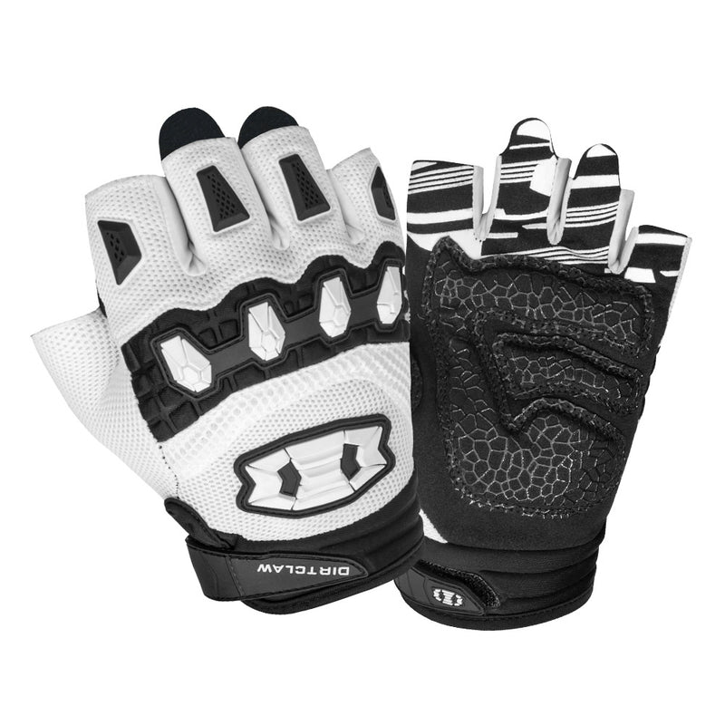 color:White | Seibertron Dirtclaw fingerless motocross gloves white background main image