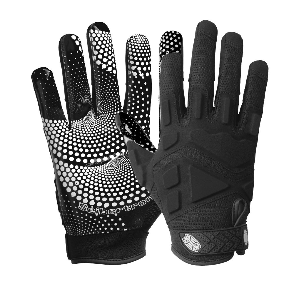 Farbe: Schwarz | Seibertron H.P.I.R.G Football-Receiver-Handschuhe, Hauptbild auf weißem Hintergrund