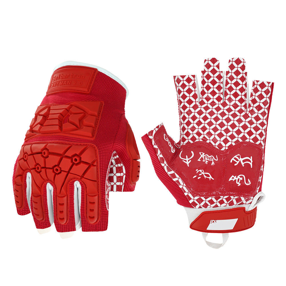 Seibertron Lineman 2.0 Padded Palm Football Receiver Gloves, Flexible TPR Impact Protection Back of Hand Glove Adult and Youth Sizes