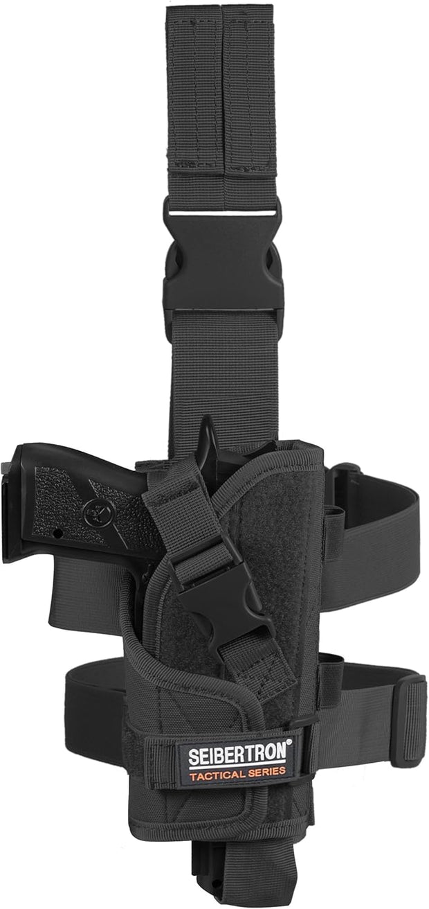 Seibertron Verstellbarer taktischer/Airsoft-Jagd-Pistolenholster für Rechtshänder mit Beinhalterung/Tasche, Drop-Leg-Thigh-Holster - SeibertronSports602201107924