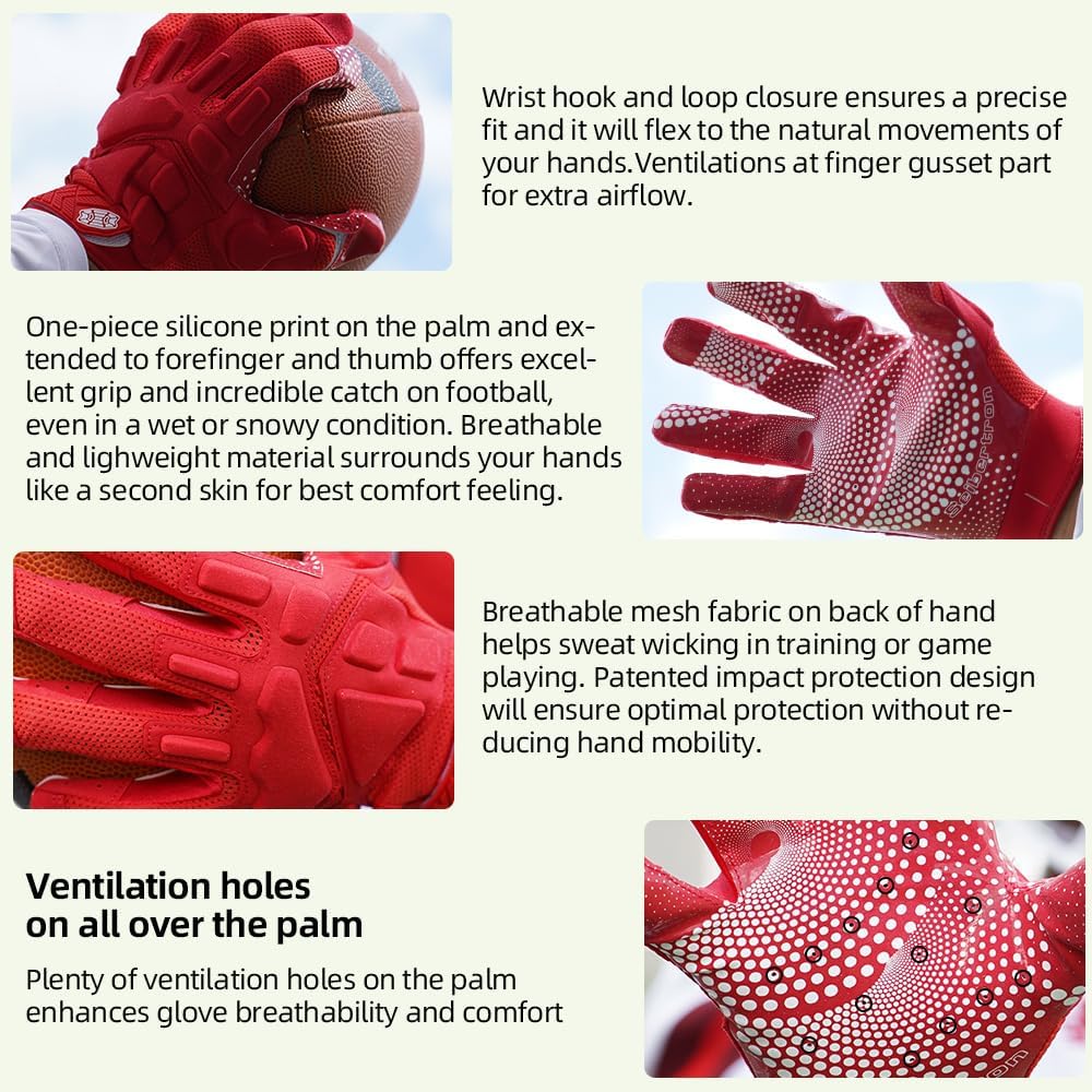 Seibertron Erwachsenen G.A.R.G 2.0 Gelgefüllte patentierte Anti-Aufprall Ultra-Haft Football-Sport-Empfängerhandschuhe - SeibertronSports