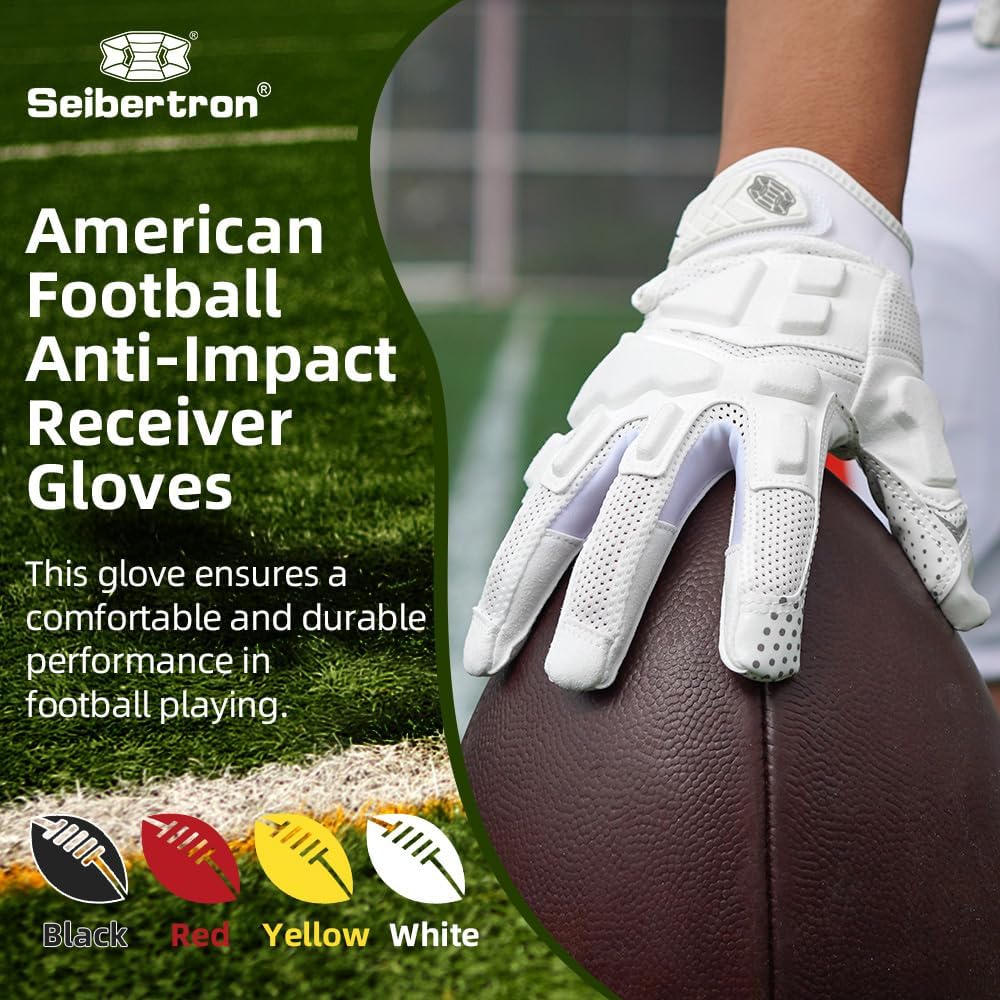 Seibertron Erwachsenen G.A.R.G 2.0 Gelgefüllte patentierte Anti-Aufprall Ultra-Haft Football-Sport-Empfängerhandschuhe - SeibertronSports