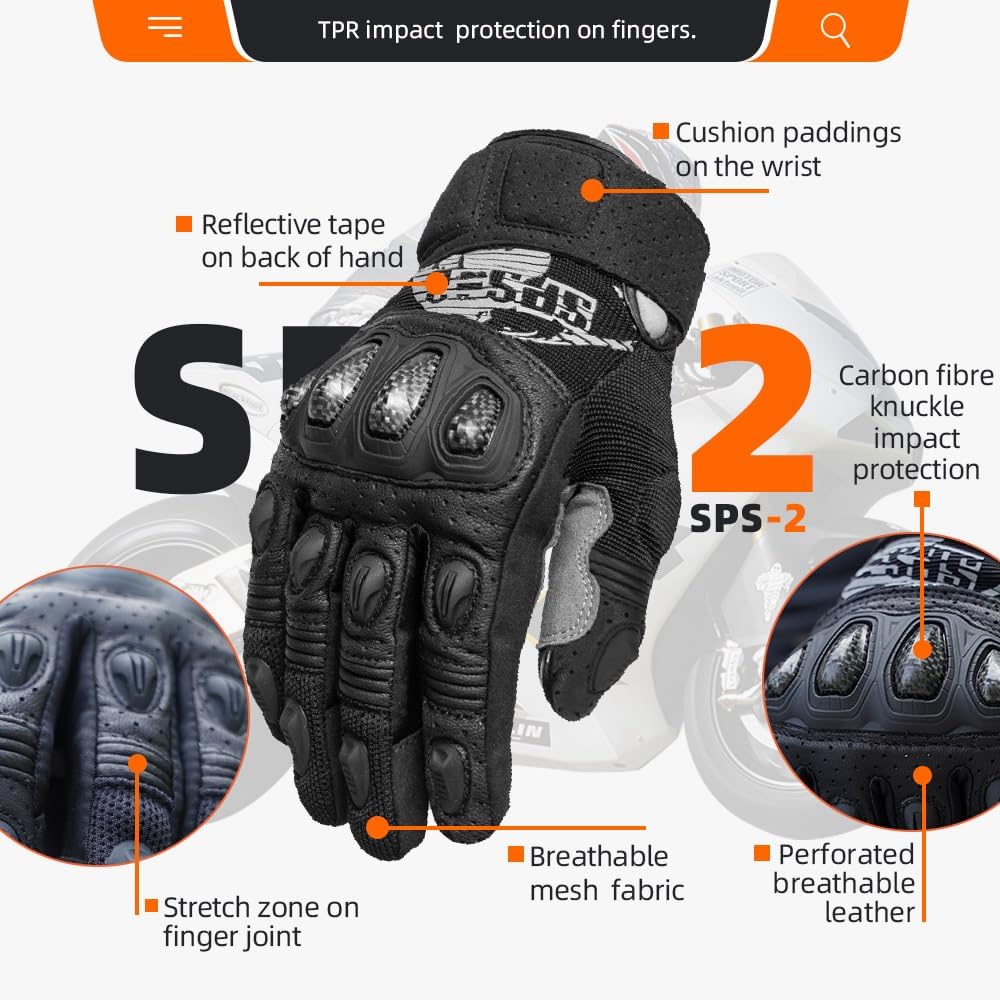 Seibertron SPS-2 Vollfinger-Unisex-Touchscreen-Straßenrenn-Motorrad-MTB-Sport-Handschuhe - Seibertron