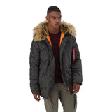 Seibertron Herren N-3B Slim-Fit wasserdichter/wasserabweisender Parka mit abnehmbarem Kunstfellbesatz an der Kapuze - SeibertronApparel602201113451