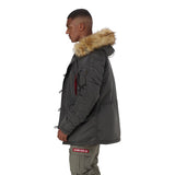 Seibertron Herren N-3B Slim-Fit wasserdichter/wasserabweisender Parka mit abnehmbarem Kunstfellbesatz an der Kapuze - SeibertronApparel602201113451
