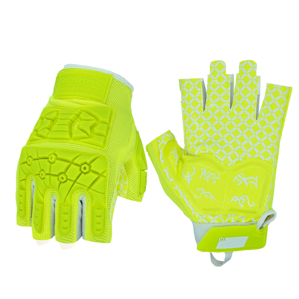 Seibertron Lineman 2.0 Padded Palm Football Receiver Gloves, Flexible TPR Impact Protection Back of Hand Glove Adult and Youth Sizes