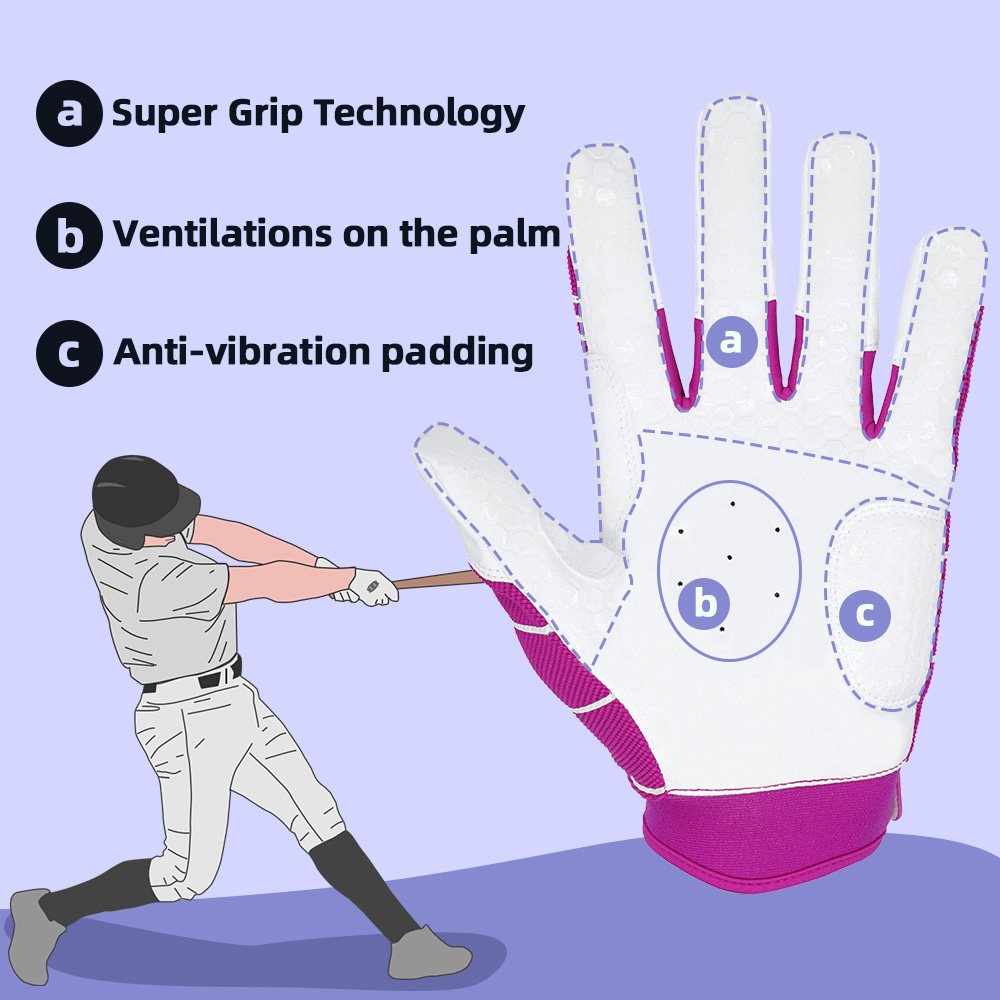 color:Pink | Seibertron B-A-R PRO 2.0 baseball and softball batting gloves image 02