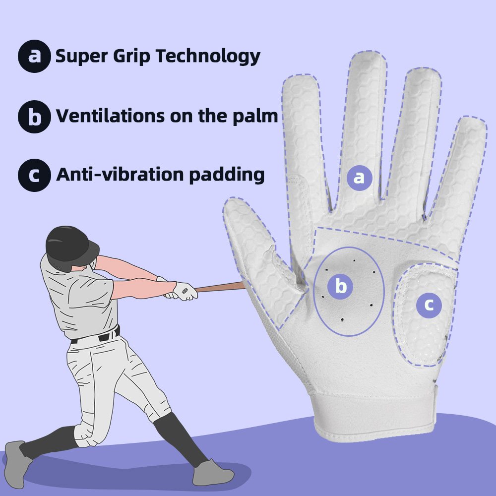 color:white | Seibertron B-A-R PRO 2.0 baseball and softball batting gloves image 06