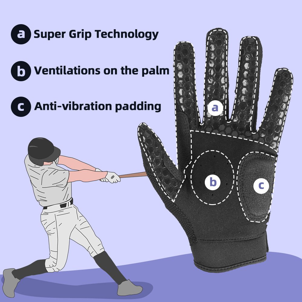 color:Black | Seibertron B-A-R PRO 2.0 baseball and softball batting gloves image 11