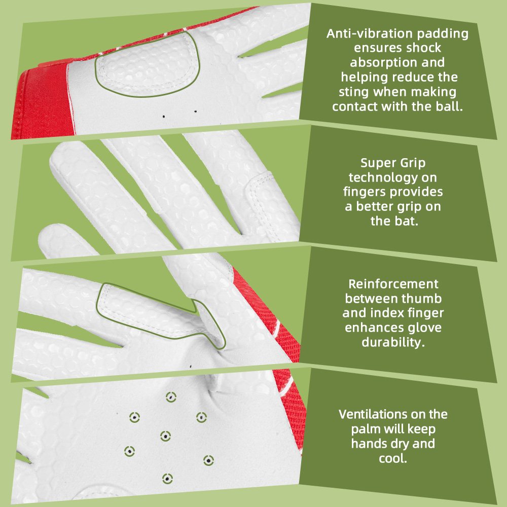 color:red | Seibertron B-A-R PRO 2.0 baseball and softball batting gloves image 14