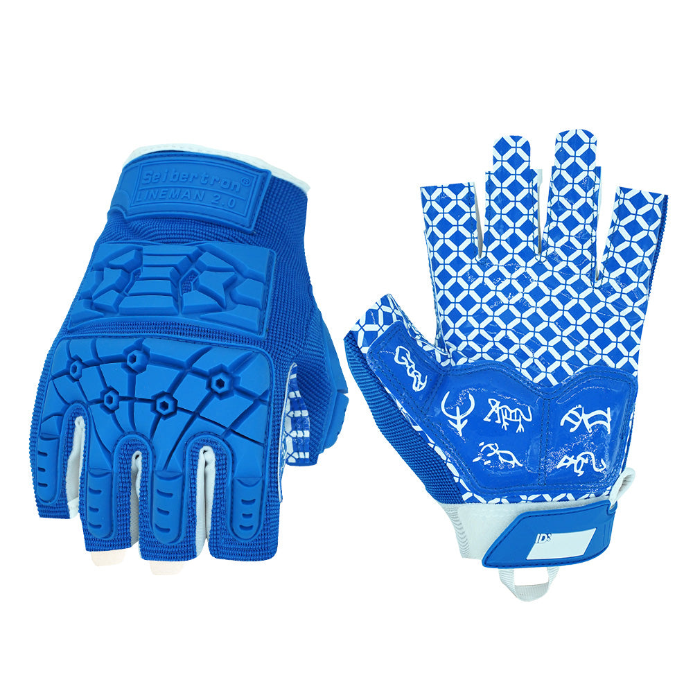 Seibertron Lineman 2.0 Padded Palm Football Receiver Gloves, Flexible TPR Impact Protection Back of Hand Glove Adult and Youth Sizes