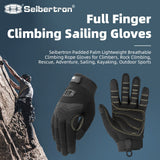 Farbe: Schwarz | Seibertron Vollfinger-Kletter- und Segelhandschuhe mit gepolsterter Handfläche für Kletterseile Bild 01