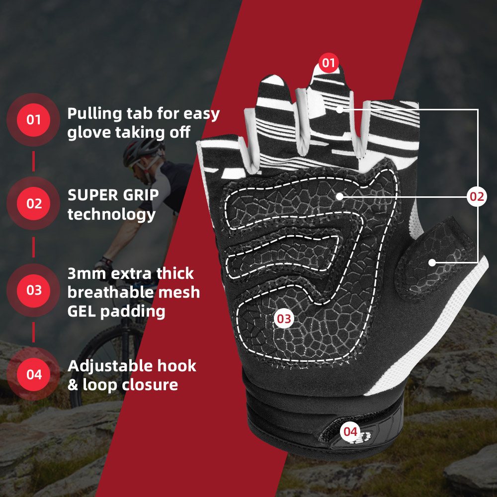 color:White | Seibertron Dirtclaw fingerless motocross and off-road riding gloves image 03