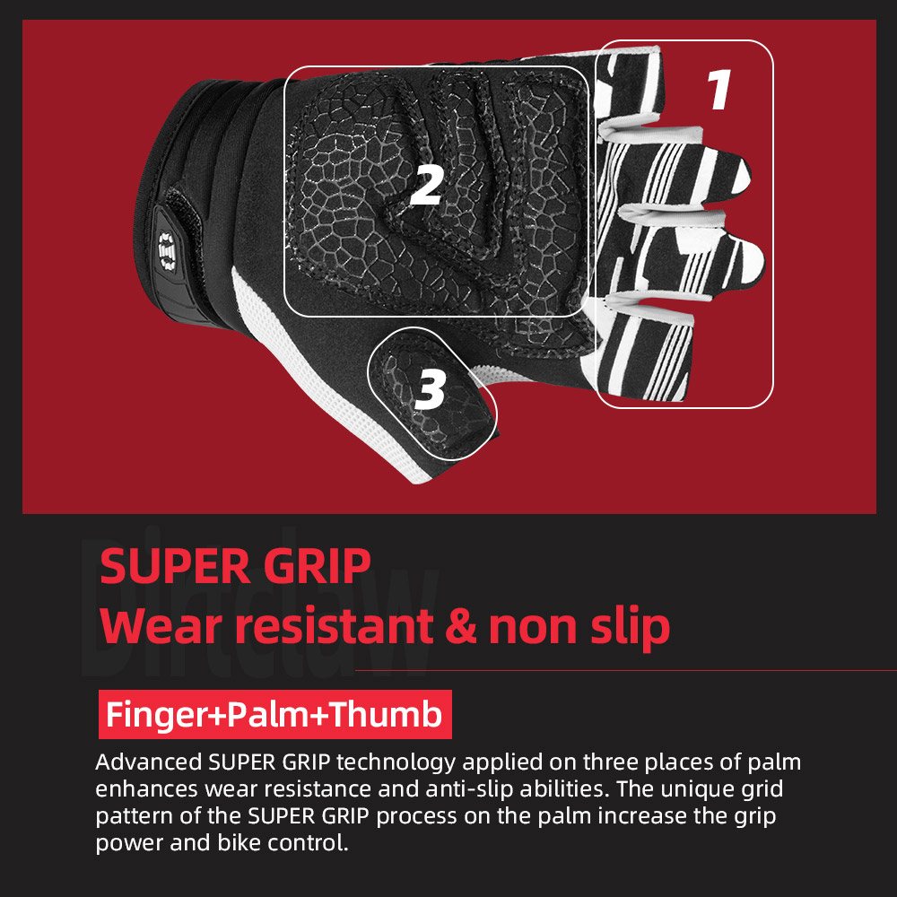 color:White | Seibertron Dirtclaw fingerless motocross and off-road riding gloves image 05