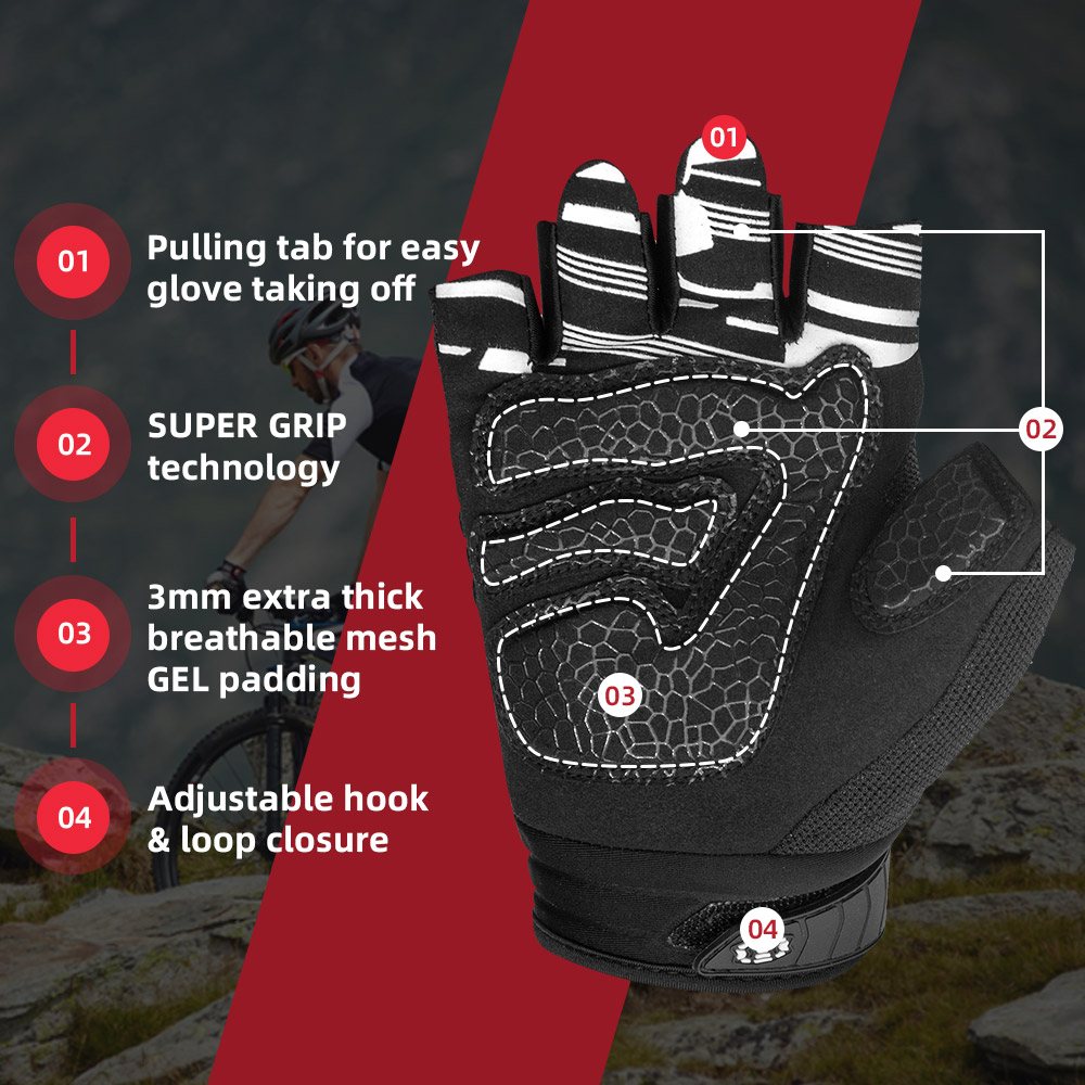 color:Black | Seibertron Dirtclaw fingerless motocross and off-road riding gloves image 08