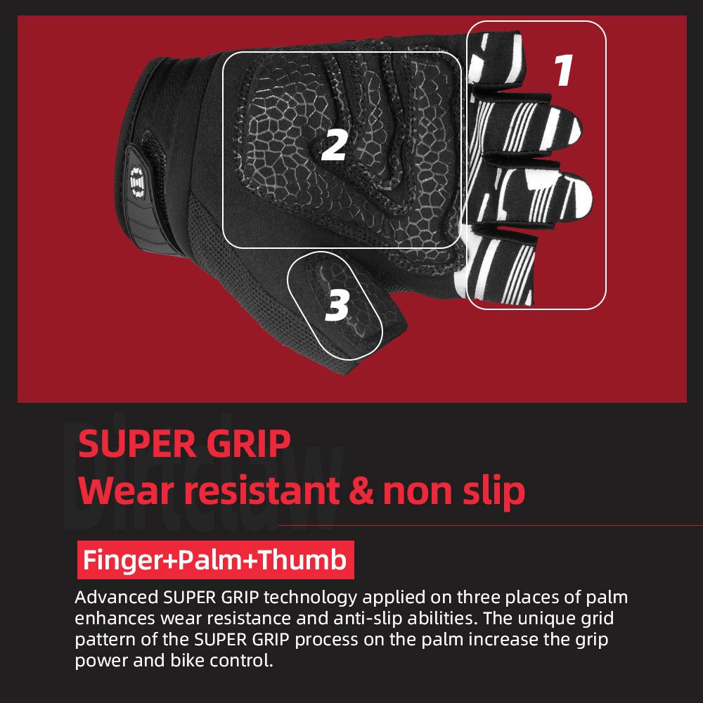 color:Black | Seibertron Dirtclaw fingerless motocross and off-road riding gloves image 10