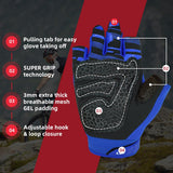color:Blue | Seibertron Dirtclaw fingerless motocross and off-road riding gloves image 18